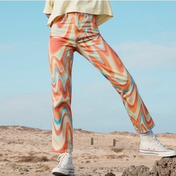 Wrangler Wild West 603 High Rise Straight Rainbow Wave Jeans Size 28X28 Women